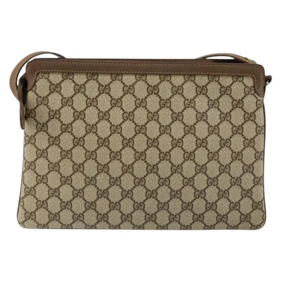 GUCCI GG Supreme Web Sherry Line Bag PVC Beige Gold 14 02 013 Auth 144420 - Picture 3 of 16